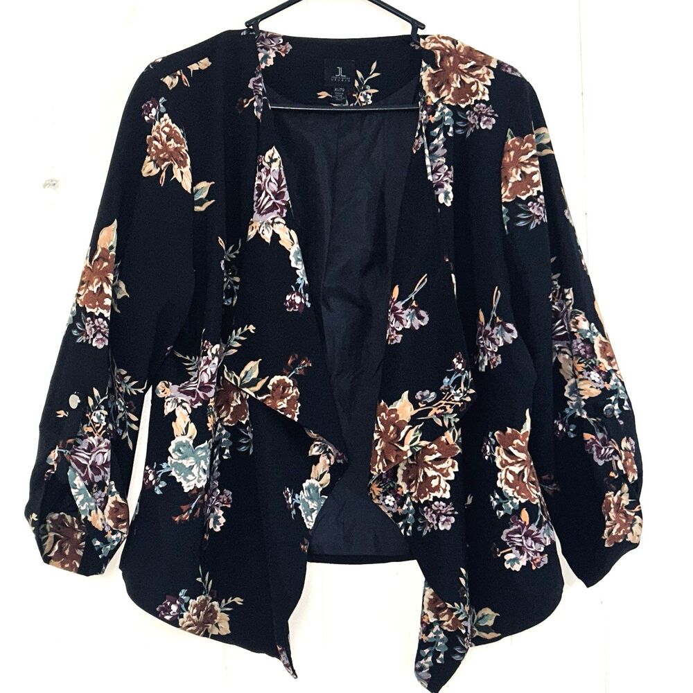 Jules & Leopold Studio Women's Multicolor Floral Open Front Blazer Lined Size XL